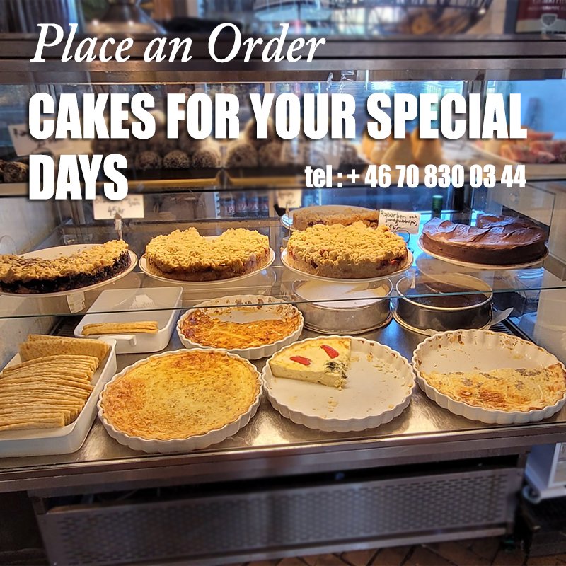 Delicious cakes in display counter