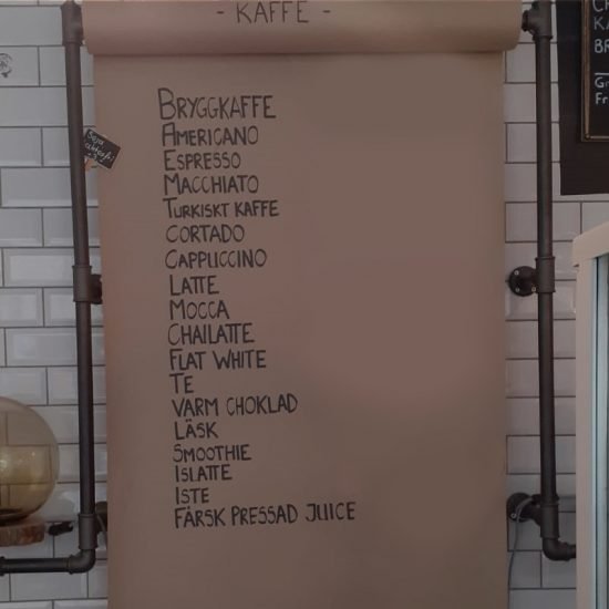 Coffee shop menu